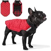 Reversible Waterproof Dog Coat - Adjustable Winter Jacket for Small to Large Breeds, Warm Cold Weather Apparel for Medium Dogs (Red & Black, Small (Pack of 1))