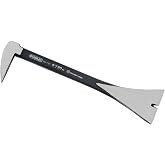 STANLEY 8 in. (200mm) Precision Steel Molding Bar (55-116) | Beveled claws pry bar, flat striking face, forged high-carbon steel, tempered body,reduced spalling