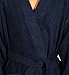 Arus Men's Short Kimono Bathrobe Turkish Cotton Terry Cloth Robe Navy Blue L/XL