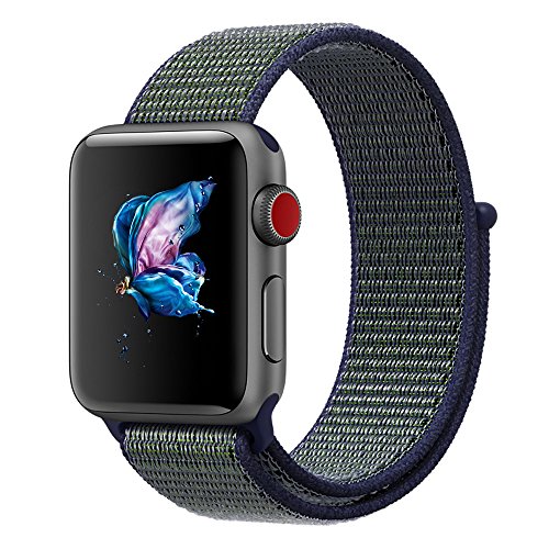 QIENGO For Apple Watch Band 38MM, Nylon iwatch strap, with Hook and Loop, Fastener Adjustable Closure, Replacement Band for iwatch Series 1/2/3, Nike+, Edition, Hermes, (38MM, Midnight Fog) - Thumbnail 6