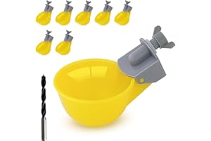 WHIMSII Chicken Water Cups Feeder, Automatic Chicken Waterer, Anti-Leak System, Holds 50% More Water, Suitable for Chicks, Chicken, Duck, Quail, Turkey (8 Pack, Yellow)