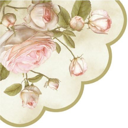 Round Paper Napkins Lucy Pink Roses Decoupage