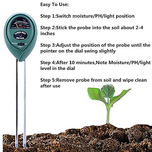 image for LiyuanQ Soil pH Meter, 3-in-1 Soil Test Kit for Moisture, Light & pH/A