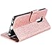 LG G7 ThinQ Wallet Case w HD Screen Protector, Glitter Bling Kickstand Leather with Magnetic Closure Protective Phone Case,Rose Gold
