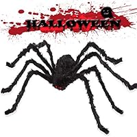 Venhoo Halloween Spider Decorations Giant 59 inch Scary Hairy Realistic Spiders Props for Outdoor Indoor Yard Creepy Decor-Black