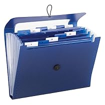 Smead Step Index Poly Organizer, 12 Pockets (Each Holds up to 50 Sheets), Flap and Cord Closure, Letter Size, Navy ( 70902)