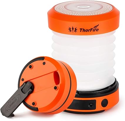 thorfire cl01 linterna led para acampada manivela usb recargable plegable linterna de emergencia luz nocturna lampara para camping