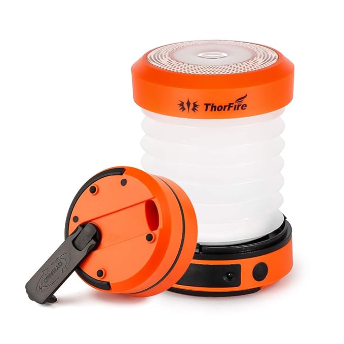 Camping Lantern, ThorFire Wind Up Torch LED Camping Lamp, 2 in 1 Hand