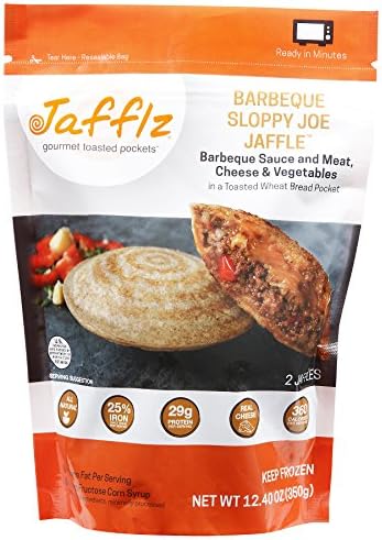 Jafflz Ready-to-Eat Pre-Made Sandwiches Healthy Frozen Sandwiches Gourmet Frozen Appetizers Toasted Pocket Sandwiches - 12 Count (Barbecue Joe Jaffle)