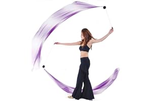 BELLYANGEL 2Pcs Silk Veils Poi Chain Balls Women Belly Dance Poi Streamer Throw Ball Stage Props