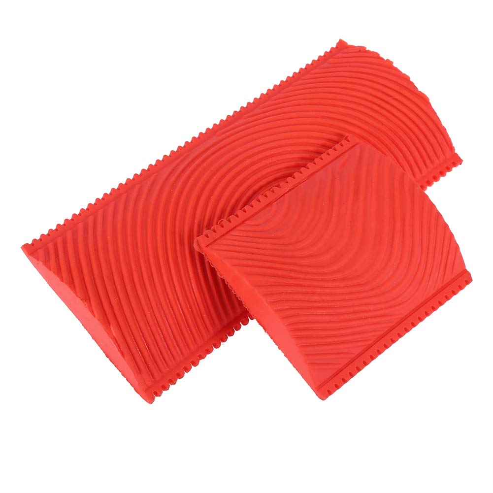 2Pcs / Set Wood Graining Pattern Tool Rubber Empaistic Imitation Wood Grain DIY Painting Tool for Wall Room Decoration