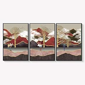 Framed Canvas Wall Art for Living Room, Bedroom Abstract Landscape Dream Place Canvas Prints for Home Decoration Ready to Hanging - 16"x24"x3 Panels