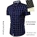 MUSE FATH Short Sleeve Shirt-100% Cotton Plaid Shirt-Easycare Short Sleeve Shirt-Deep Blue-M