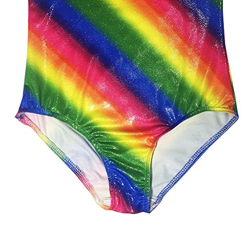 Nachvorn Girls' Gymnastics Leotard One-piece Sparkle Athletic Camisole, Rainbow 8 - Thumbnail 4