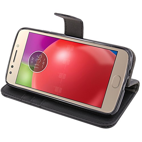 Moto E4 Case, TAURI [Stand Feature] PU Leather Wallet Case with Card Pockets Protective Flip Cover For Motorola Moto E4 / Moto E 4th Generation (Not fit for Moto E4 Plus) - Black - Thumbnail 4