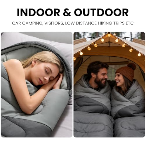 Sleeping Bags for Adults & Kids Lightweight Waterproof 3-4 Season Warm with Inflatable Pillow–Compact Portable Sleeping Bag for Cold Weather Camping, Hiking, Travel, Indoor/Outdoor Use