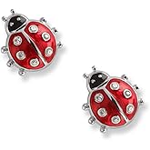 Cute Ladybug Tiny Stud Earrings for Women Girls 925 Sterling Silver Hypoallergenic Dainty Red Bugs Black Head Small Luck Post Tragus Fashion Animal Jewelry Birthday Christmas Gifts for Daughter