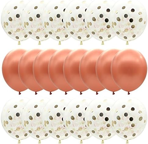 Rose Gold Confetti Balloons Decorations - 18inch- Pack of 20 ，High quality Latex Parties Balloons,Spectacular party background,Used for Graduation Celebration, Wedding, Bridal Shower, Engagement, Bach