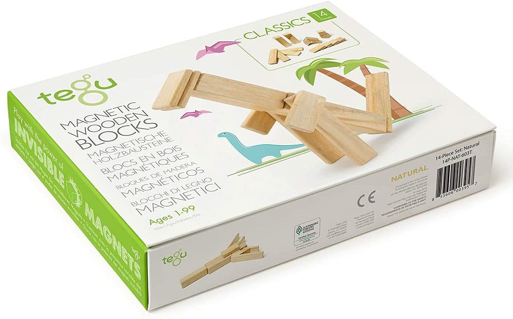 14 Piece Tegu Magnetic Wooden Block Set, Natural