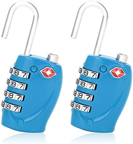 SinoWare Combination Padlocks Password Lock TSA Approved Locks For Luggage 2 Pack Blue Color