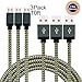 Jricoo Nylon Braided Micro USB Charging Cable, 10 Feet, Gold / Gray