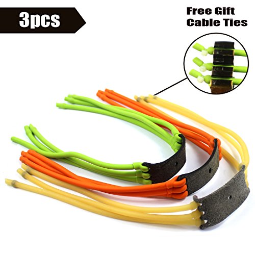 YUNYILAN Slingshot Rubber Band High Velocity Catapult Anti-slip Latex for Slingshot Outdoor Hunting (Yellow Green Orange, Pack of 3)