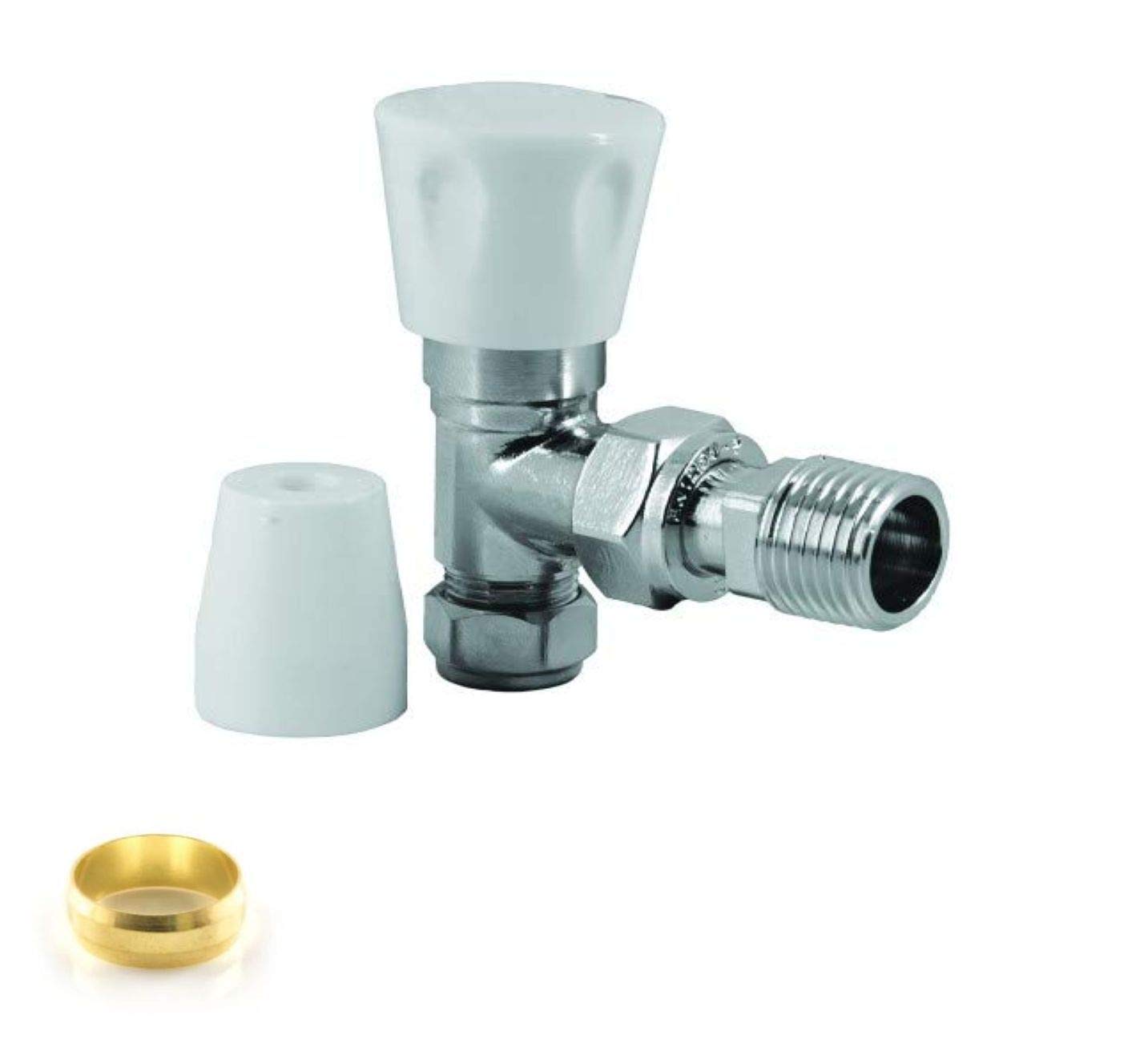 Wärmer System Angled Radiator Valve -15mm x 1/2'' + Extra Olive - 15mm Brass