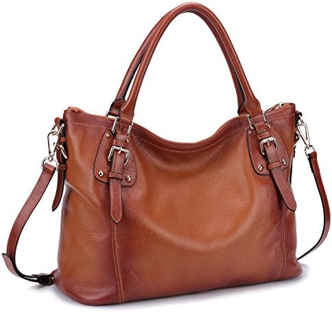 Women's Vintage Soft Genuine Leather Tote Shoulder Bag Top Handle Bag Cross body Handbags Satchel for Ladies(Sorrel)