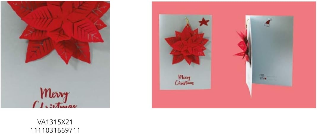 Origami Stella Di Natale 3d.Biglietto Di Auguri Pop Up 3d Natale Argento Fiore Rosso Stella Amazon It Casa E Cucina