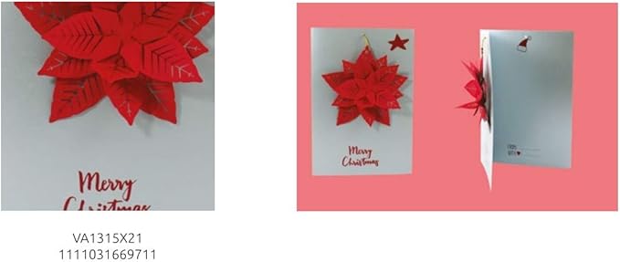 Stella Di Natale In Origami.Biglietto Di Auguri Pop Up 3d Natale Argento Fiore Rosso Stella Amazon It Casa E Cucina