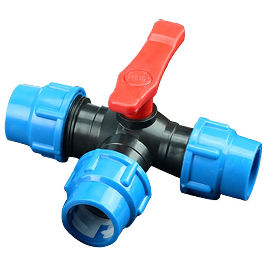 BE-TOOL Water Compression Fitting, 1PC Compression Tee Fitting Water Pipe Tee for Gardening, Agricultural Irrgation(32mm)