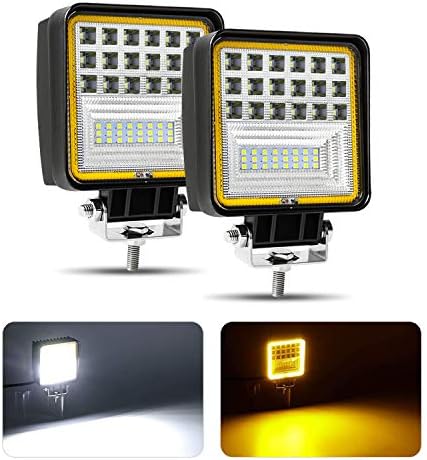 AAIWA 4" LED Light Bar, 126W LED Work Light for Truck LED Light Pods 2PCS Spot Flood Combo Amber Light Off Road Lights for Jeep ATV UTV SUV Pickup Boat, 2 Years Warranty
