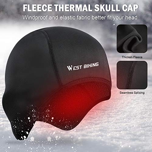 image for West Biking Skull Cap, Winter Fleece Bicycle Helmet Liner/Running Bean