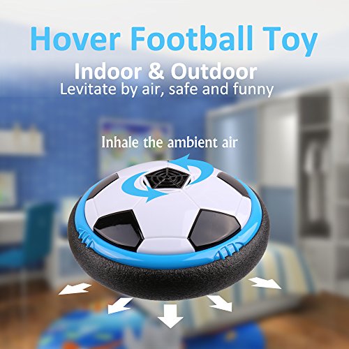 Game Toy for kids, Amazing Hover Ball with LED Lights & Foam Bumpers Football Toys for children Air Power Training Ball for Indoor or Outdoor with Parents Game Perfect for Kids gifts(Blue/Black)