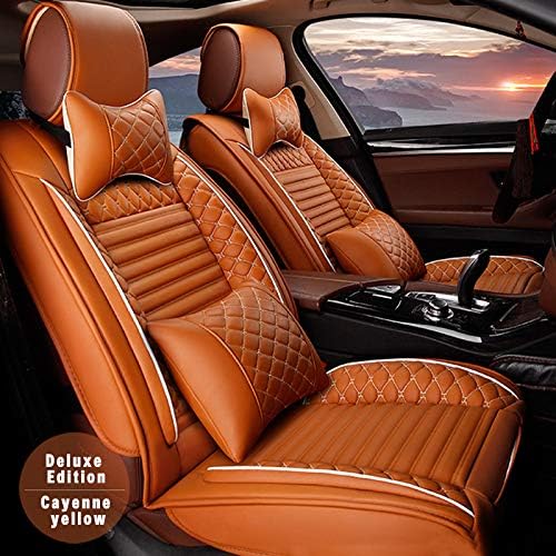 9pcs Car Seat Covers For Rav4 2009-2014 2015 2016 2017 2018, Soft Waterproof Full Set PU Leather Car Front/Rear Seat Pads(Orange)