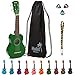 Hola! Music HM-21GN Soprano Ukulele Bundle with Canvas Tote Bag, Strap and Picks, Color Series, Green