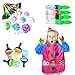 Cofisons 12 Pack Early Learning Mini Flower Sponge Painting Brushes Craft Brushes Set and 3 Pack Kids Art Smocks, Children Waterproof Artist Painting Aprons Long Sleeve with 3 Pockets for Kids