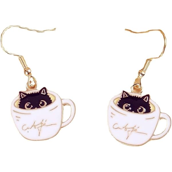 Handmade Coffee Cup Dangle Drop Earrings Cute