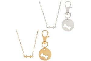 BBDDKEG Dog bone charm hang tag necklace key chain owner and dog jewelry