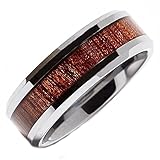 8mm Tungsten Carbide Rosewood Inlay Wedding Ring Comfort Fit