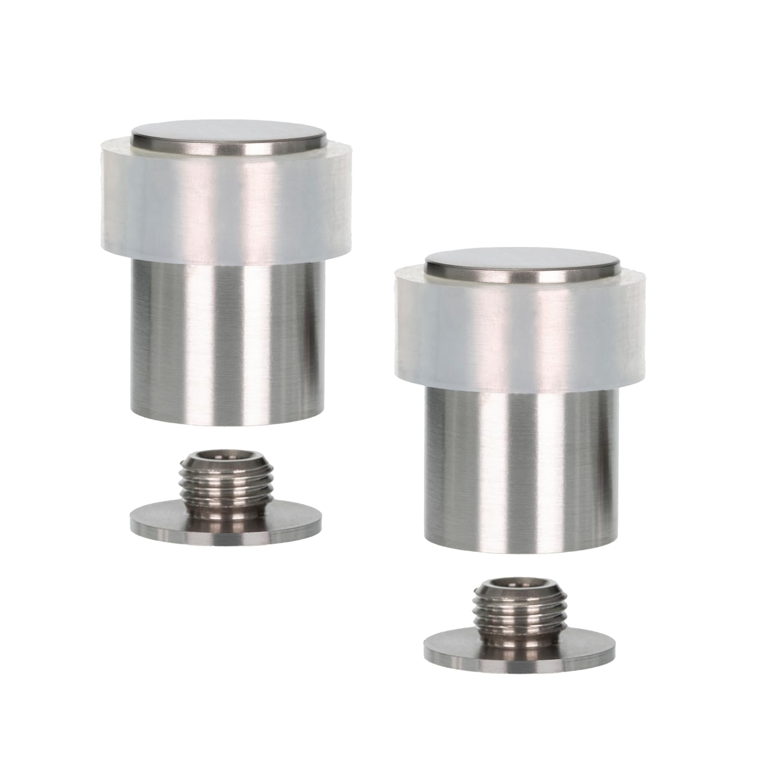 EVI Herrajes | Pack of 2 Stainless Steel Door Stops | Ø24x35mm | Floor Mounted | Matte Finish | Silicone Protection | Includes Screw + Fastening Plug | Model I-18124X35-BCB