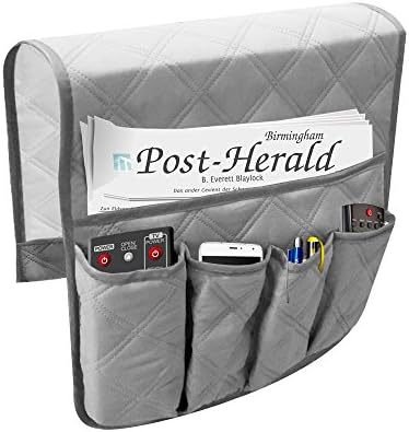Waterproof Sofa Armrest Storage Organizer for tablets, TV remotes, phones 4 colors Storage Organizer 35 inch13 inch (Grey)