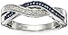 Jewelili Sterling Silver 1/10cttw Blue and White Diamond Twist Band Ring