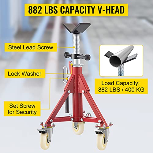 VEVOR Pipe Stand, Pipe Jack Stand, V Head Pipe Stand Adjustable Height