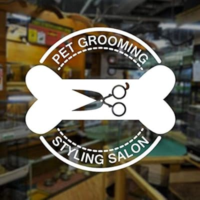 Wall Stickers Pet Shop Window Grooming Beauty Salon Cat Dog Bone