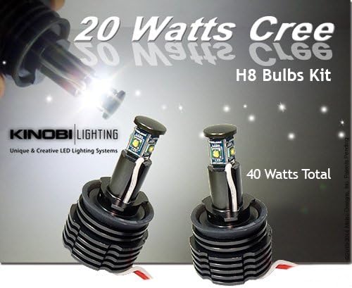 40 Watts 7000K WHITE BMW H8 (Version 2) Angel Eyes Bulbs Kit CREE LEDs