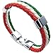 UM Jewelry Mens Leather Bracelet Italy Italian National Flag Bangle Red White Green