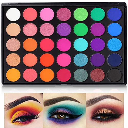 Cristalbox Eyeshadow Palette, 35 Bright Colors Matte Sweatproof Matte and Shimmer Eyeshadow Make up Palettes Christmas Palette Blendable Pressed Powder Eye Shadow