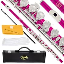 120-PK - HOT PINK/NICKEL Keys Closed C Flute Lazarro+Pro Case,Care Kit - 22 COLORS Available ! CLICK on LISTING to SEE All Colors
