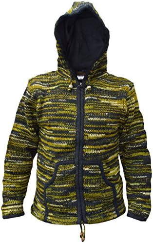 Little Kathmandu Men's Tie Dye Woolen Knitted Fleece Lined Festival Hoodie Jacket